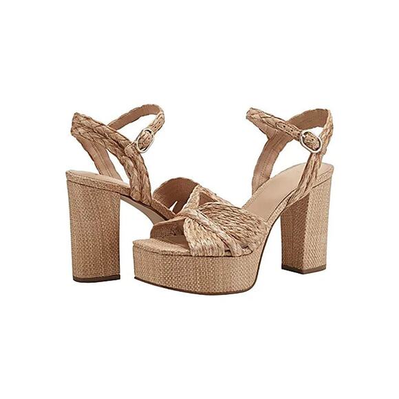 Marc Fisher LTD Michela Braided Raffia Platform Sandals In Natural 101 sz 10 - Picture 8 of 8